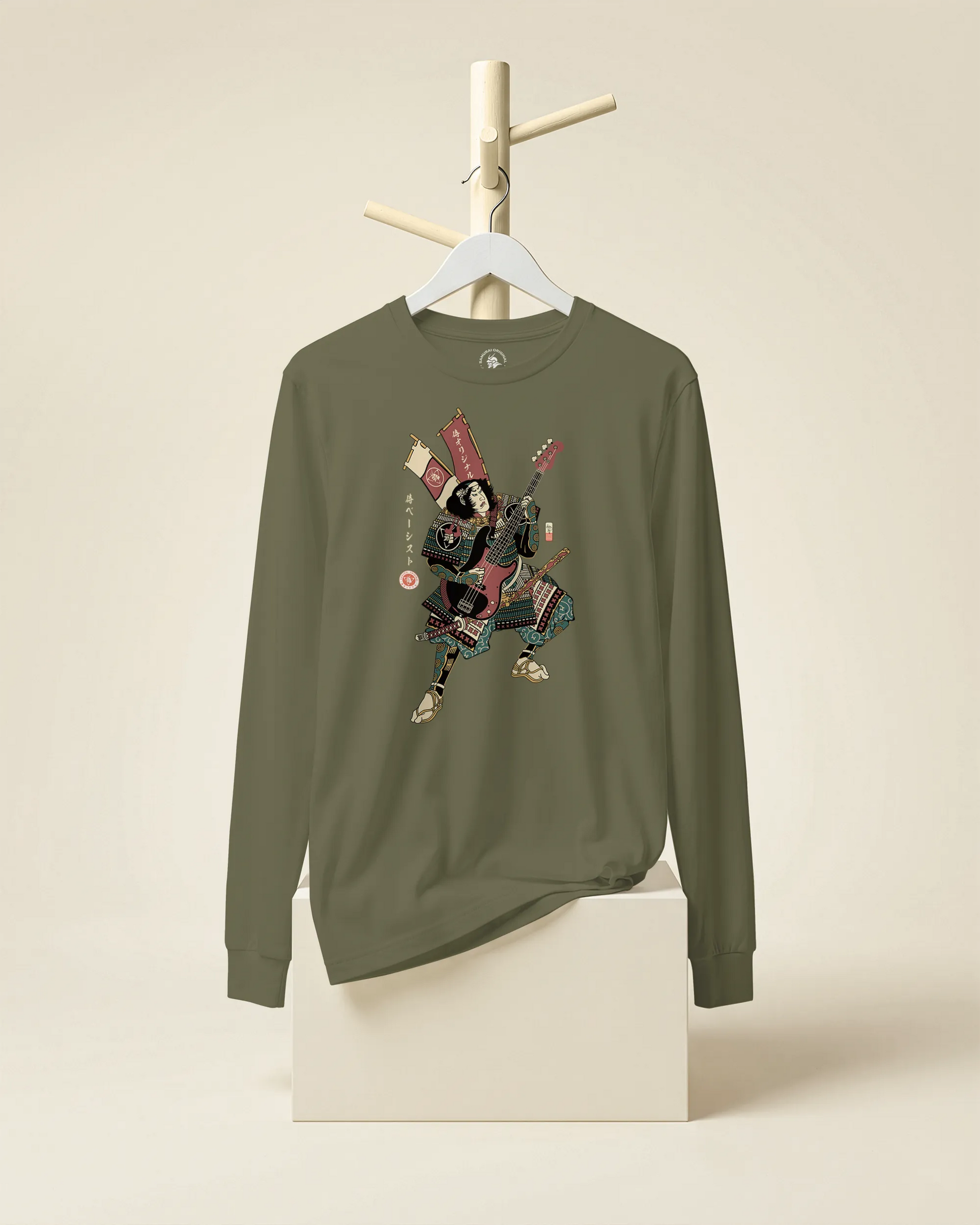 Samurai Bassist Player 7 Music Ukiyo-e Unisex Long Sleeve Tee - Samurai Original