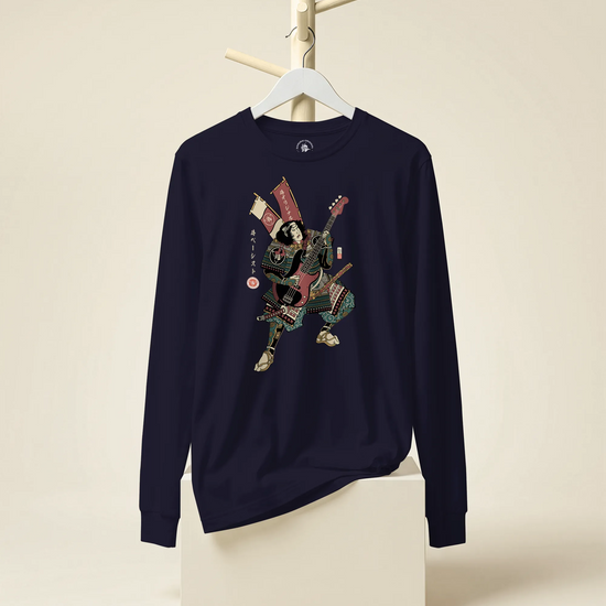 Samurai Bassist Player 7 Music Ukiyo-e Unisex Long Sleeve Tee - Samurai Original