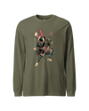 Samurai Bassist Player 7 Music Ukiyo-e Unisex Long Sleeve Tee Military Green - Samurai Original