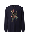 Samurai Bassist Player 7 Music Ukiyo-e Unisex Long Sleeve Tee Navy - Samurai Original