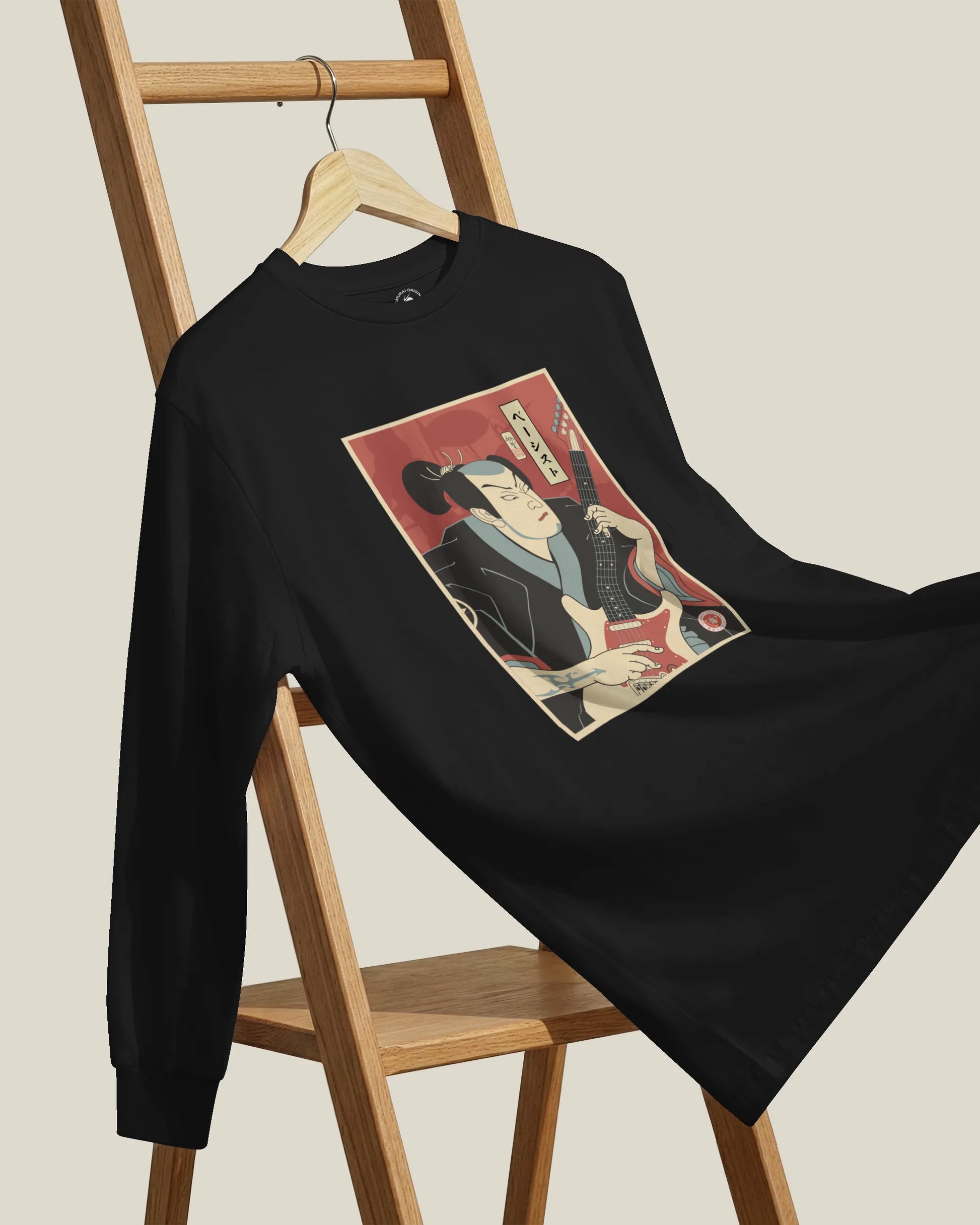 Samurai Bassist Music Ukiyo-e Unisex Long Sleeve Tee - Samurai Original
