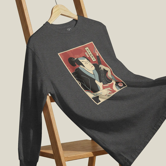 Samurai Bassist Music Ukiyo-e Unisex Long Sleeve Tee - Samurai Original