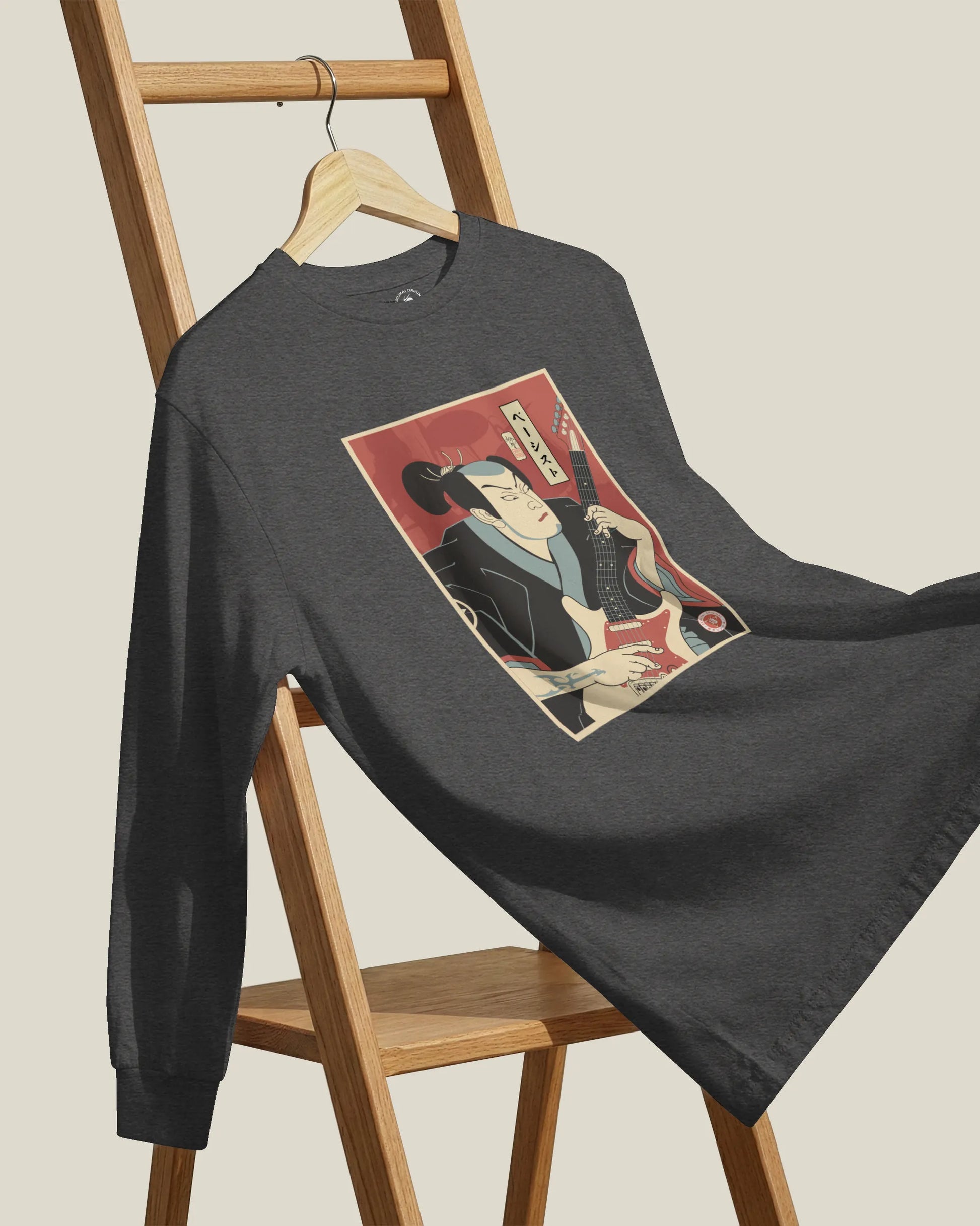 Samurai Bassist Music Ukiyo-e Unisex Long Sleeve Tee - Samurai Original