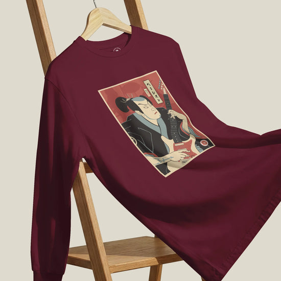 Samurai Bassist Music Ukiyo-e Unisex Long Sleeve Tee - Samurai Original