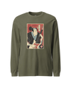 Samurai Bassist Music Ukiyo-e Unisex Long Sleeve Tee Military Green - Samurai Original