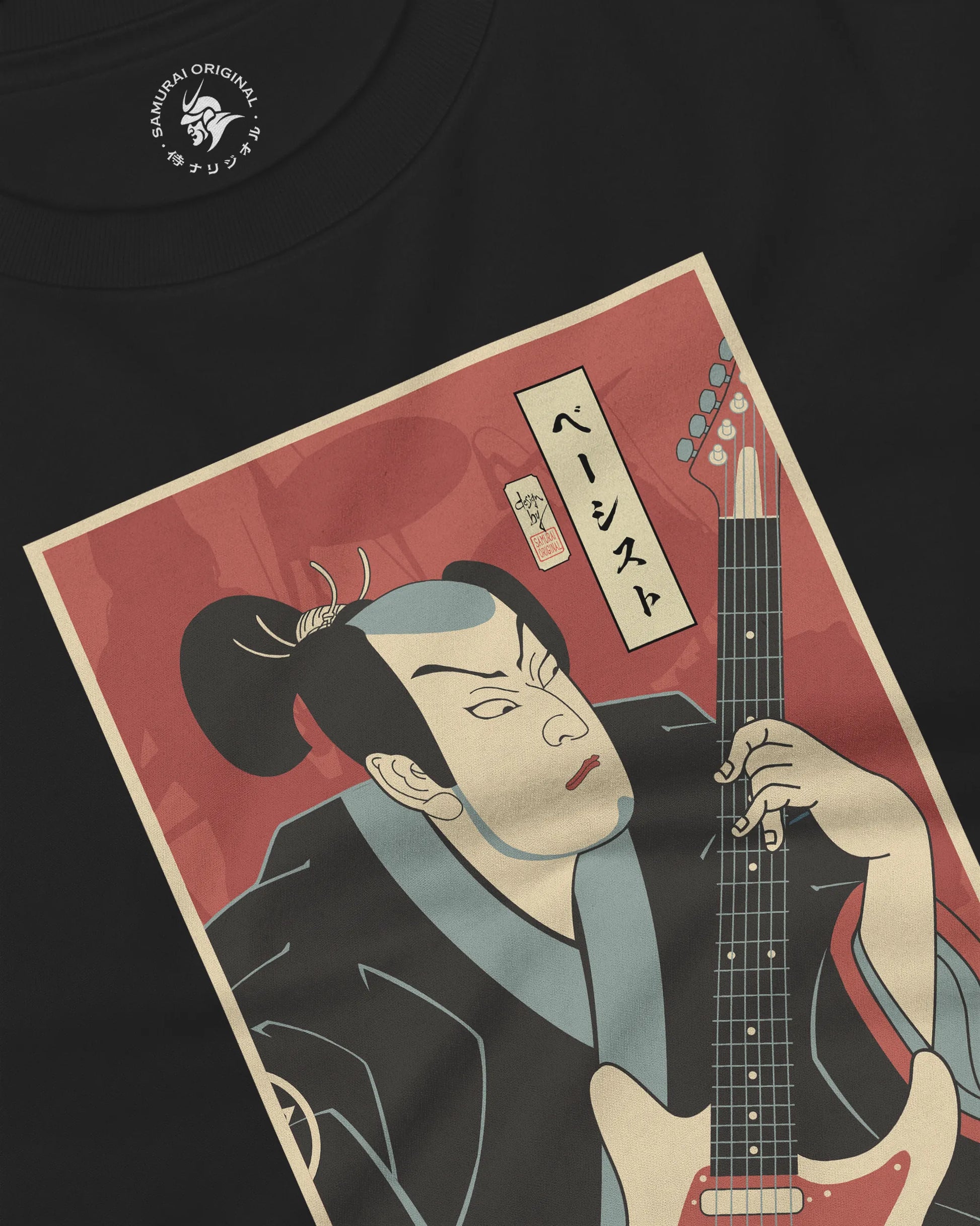 Samurai Bassist Music Ukiyo-e Unisex Long Sleeve Tee - Samurai Original