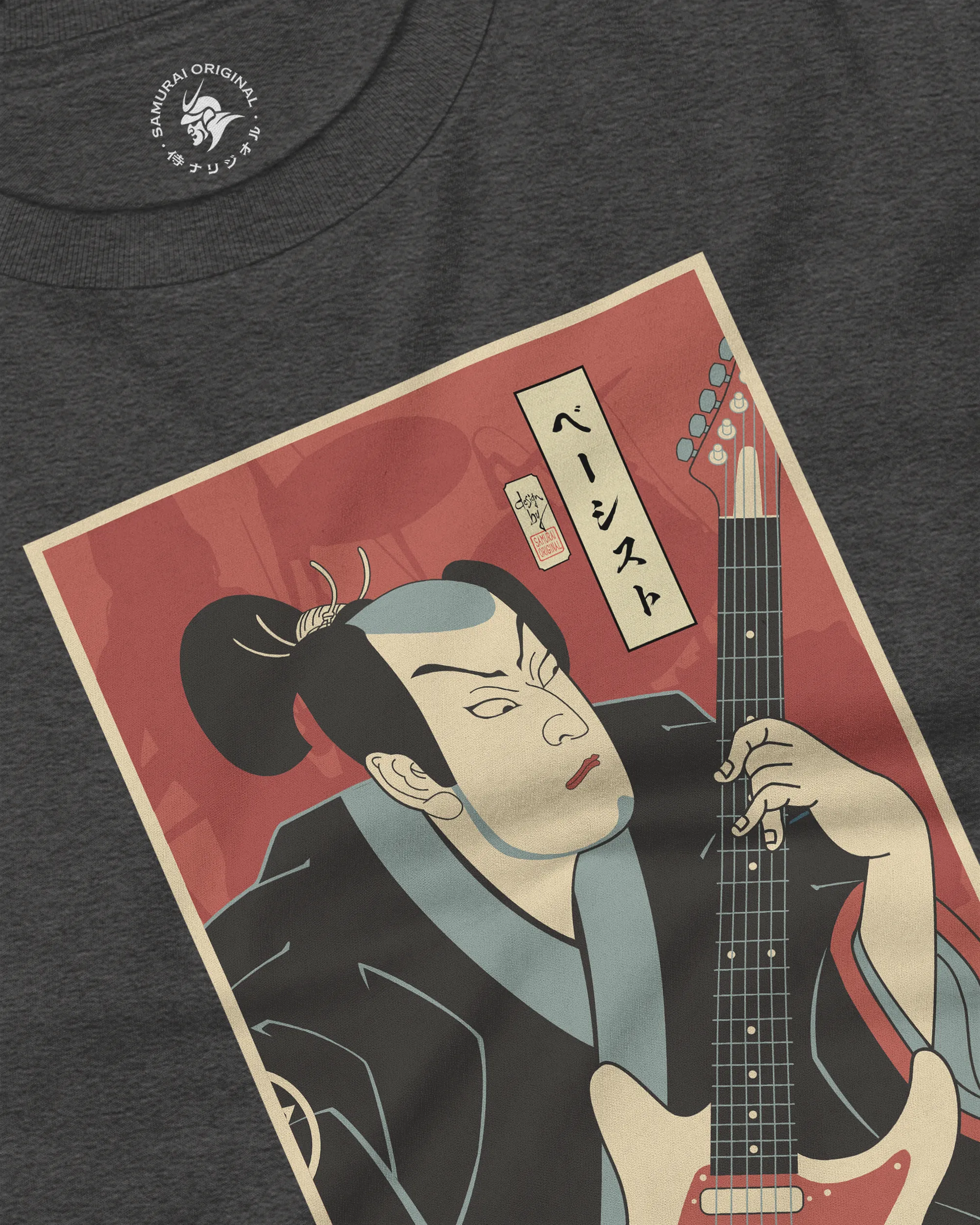 Samurai Bassist Music Ukiyo-e Unisex Long Sleeve Tee - Samurai Original