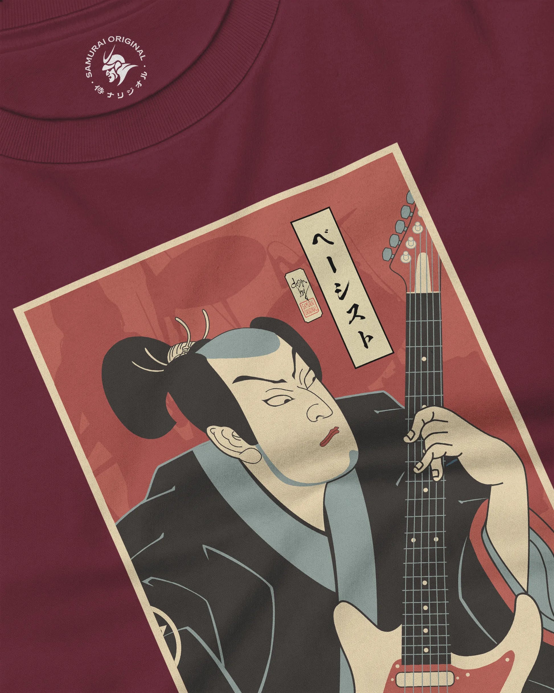 Samurai Bassist Music Ukiyo-e Unisex Long Sleeve Tee - Samurai Original