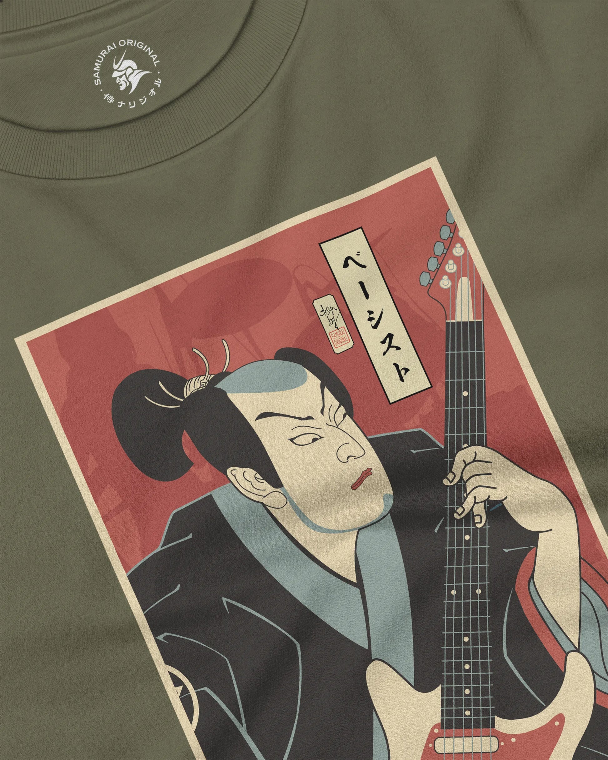 Samurai Bassist Music Ukiyo-e Unisex Long Sleeve Tee - Samurai Original