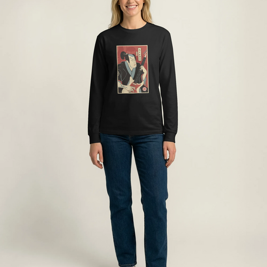 Samurai Bassist Music Ukiyo-e Unisex Long Sleeve Tee - Samurai Original