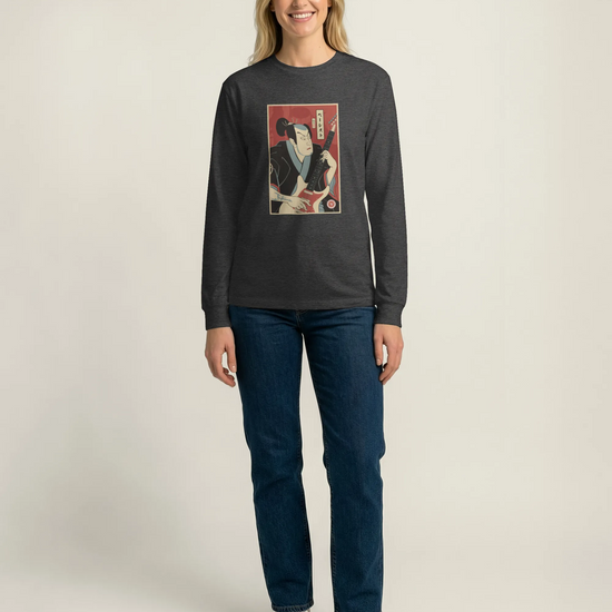 Samurai Bassist Music Ukiyo-e Unisex Long Sleeve Tee - Samurai Original