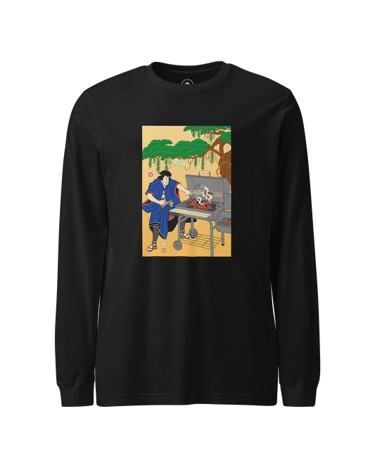 Samurai BBQ Barbecue Ukiyo-e Unisex Long Sleeve Tee