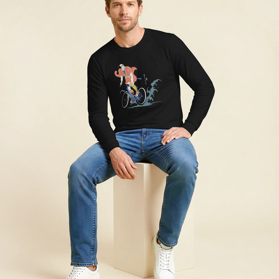 Samurai Bicycle Racing Ukiyo-e Unisex Long Sleeve Tee - Samurai Original