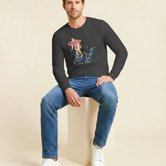 Samurai Bicycle Racing Ukiyo-e Unisex Long Sleeve Tee - Samurai Original