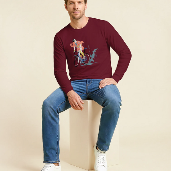 Samurai Bicycle Racing Ukiyo-e Unisex Long Sleeve Tee - Samurai Original