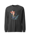Samurai Bicycle Racing Ukiyo-e Unisex Long Sleeve Tee Dark Grey Heather - Samurai Original