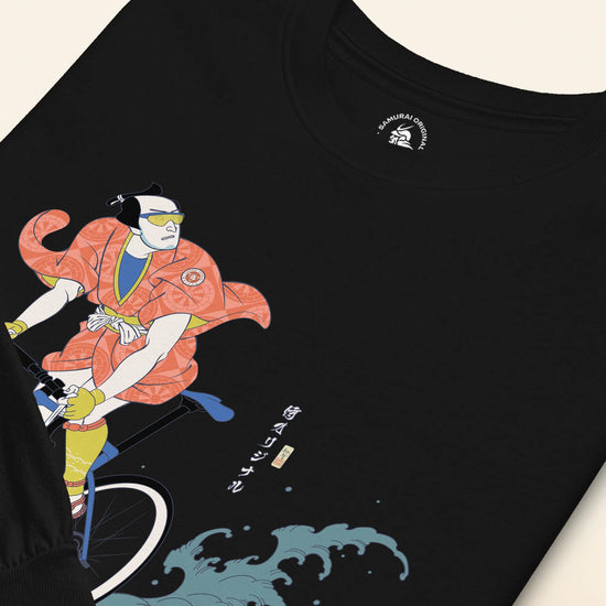Samurai Bicycle Racing Ukiyo-e Unisex Long Sleeve Tee - Samurai Original