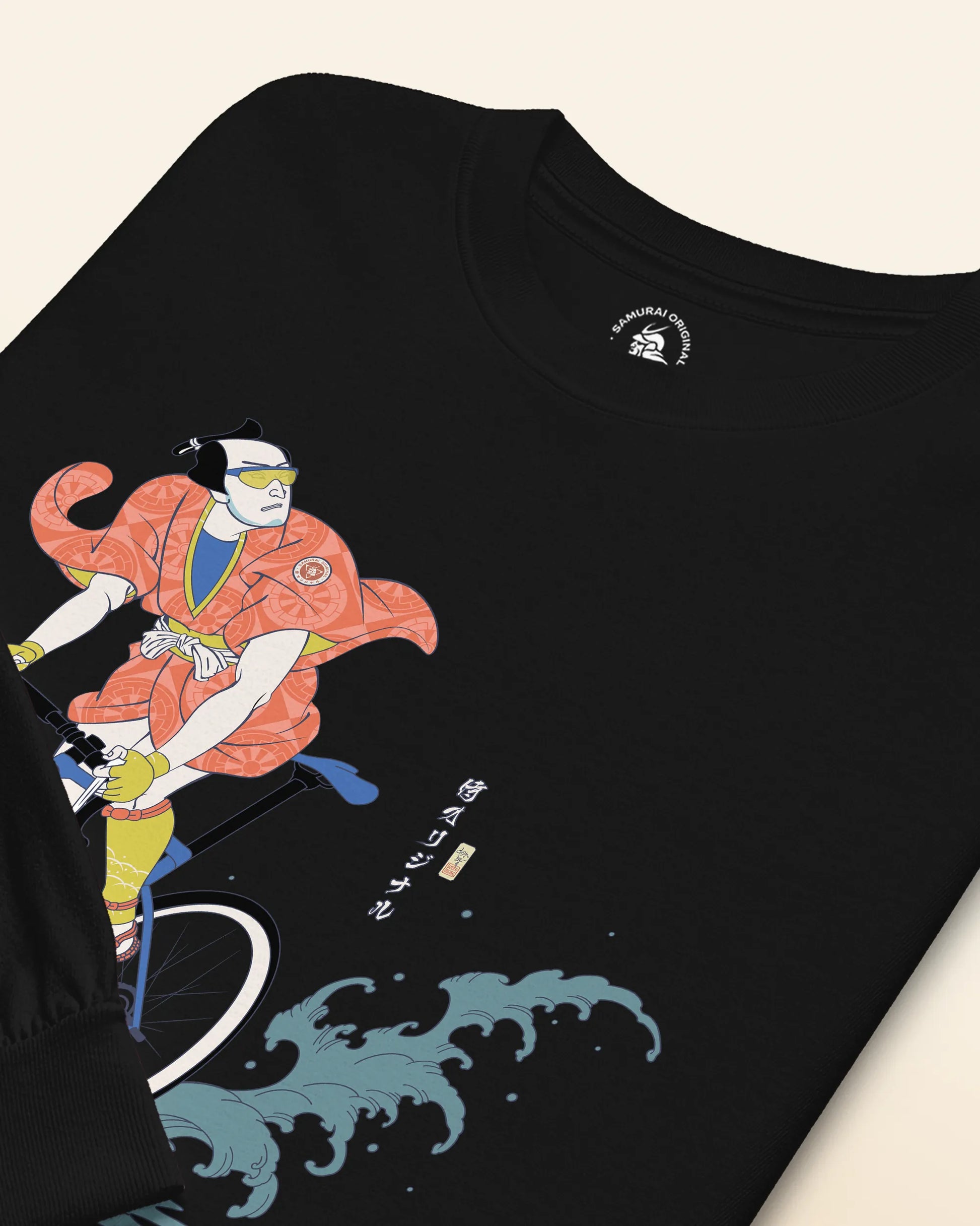 Samurai Bicycle Racing Ukiyo-e Unisex Long Sleeve Tee - Samurai Original