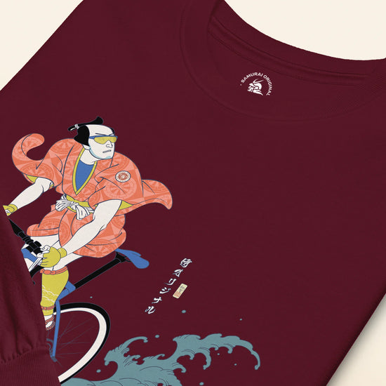 Samurai Bicycle Racing Ukiyo-e Unisex Long Sleeve Tee - Samurai Original