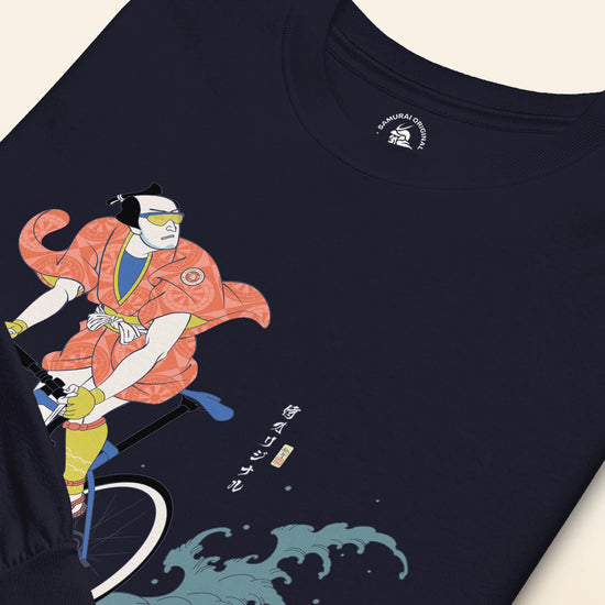 Samurai Bicycle Racing Ukiyo-e Unisex Long Sleeve Tee - Samurai Original