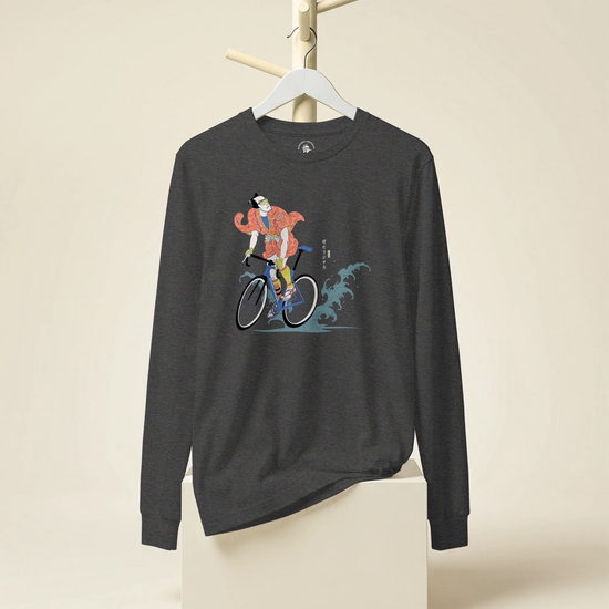 Samurai Bicycle Racing Ukiyo-e Unisex Long Sleeve Tee - Samurai Original