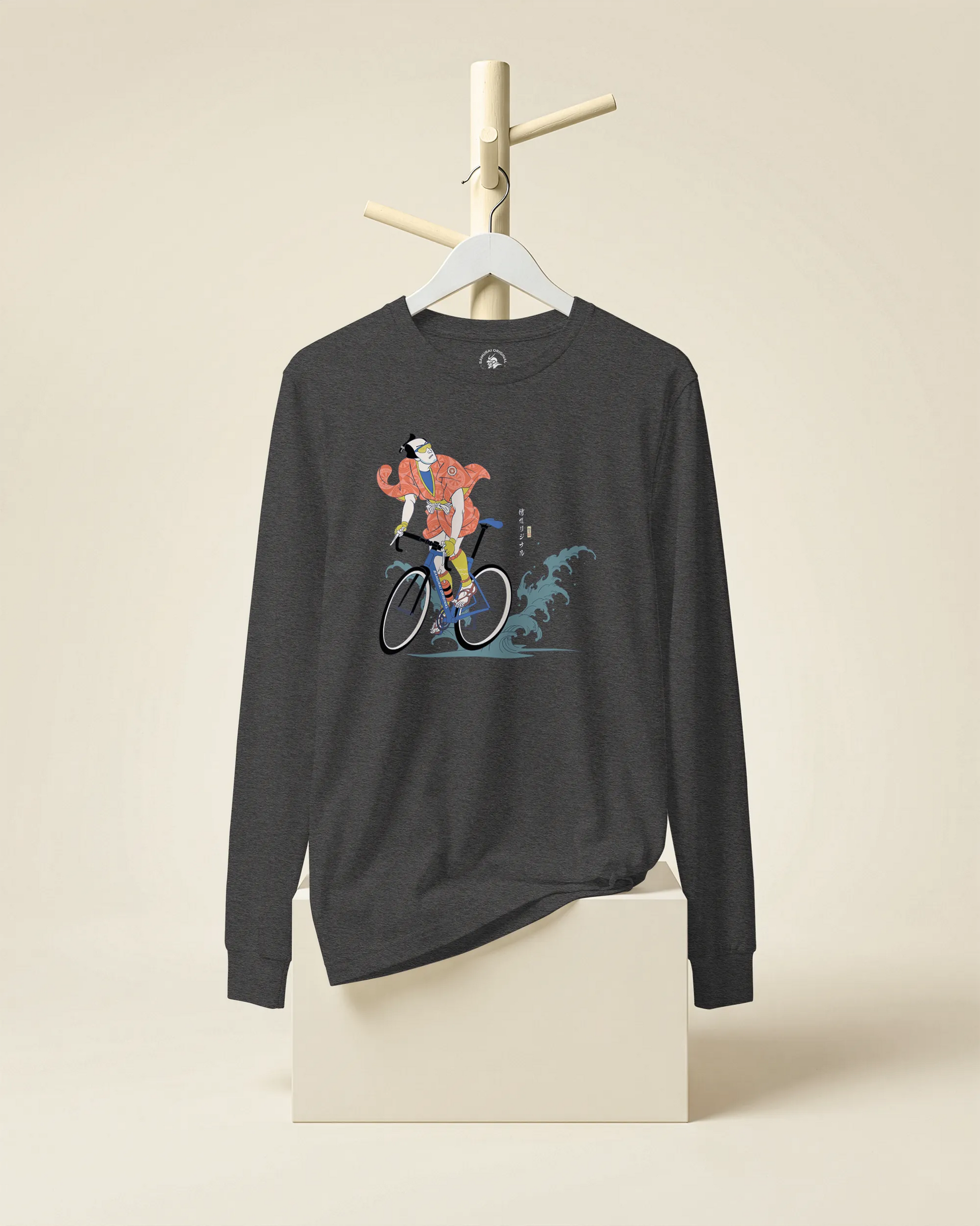 Samurai Bicycle Racing Ukiyo-e Unisex Long Sleeve Tee - Samurai Original