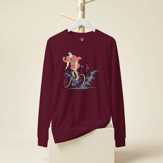 Samurai Bicycle Racing Ukiyo-e Unisex Long Sleeve Tee - Samurai Original