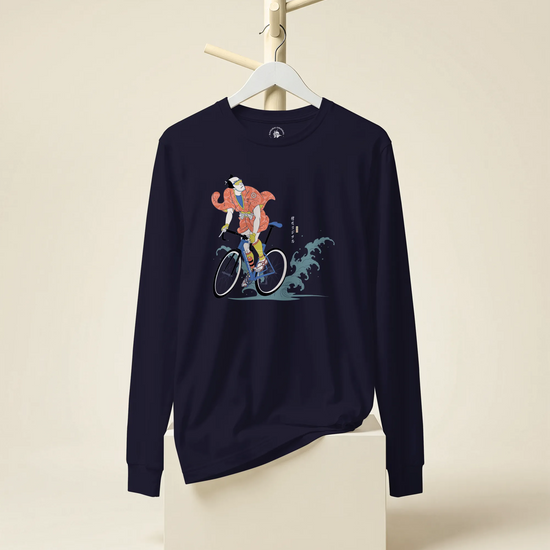 Samurai Bicycle Racing Ukiyo-e Unisex Long Sleeve Tee - Samurai Original