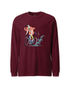 Samurai Bicycle Racing Ukiyo-e Unisex Long Sleeve Tee Maroon - Samurai Original