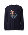 Samurai Bicycle Racing Ukiyo-e Unisex Long Sleeve Tee Navy - Samurai Original