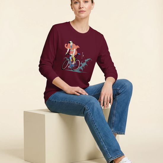 Samurai Bicycle Racing Ukiyo-e Unisex Long Sleeve Tee - Samurai Original