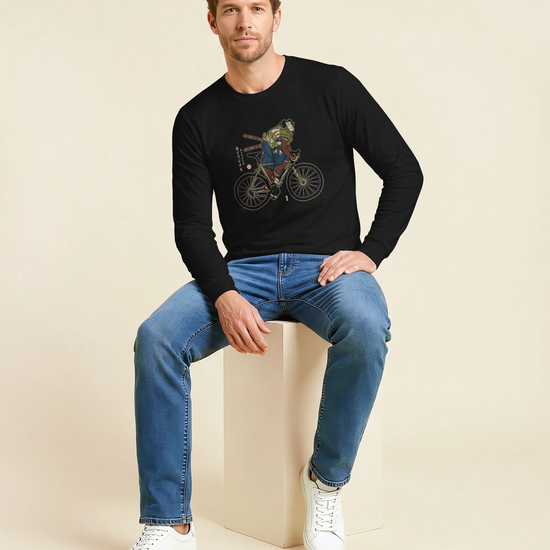 Samurai Bicycle Race Sport Ukiyo-e Unisex Long Sleeve Tee - Samurai Original