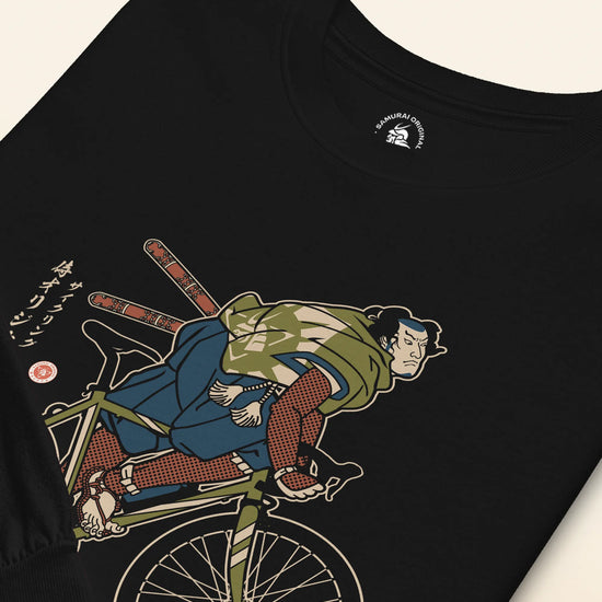 Samurai Bicycle Race Sport Ukiyo-e Unisex Long Sleeve Tee - Samurai Original