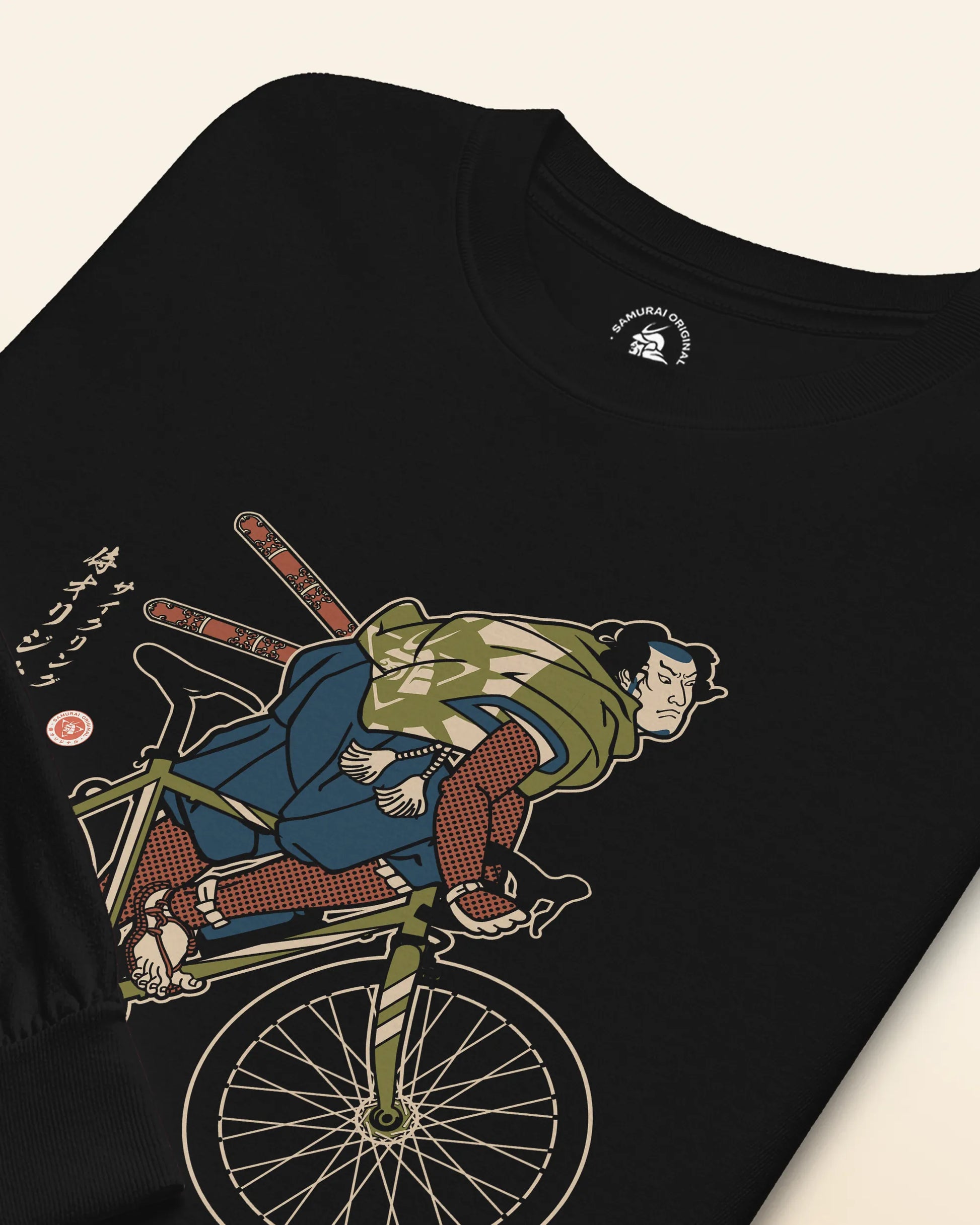 Samurai Bicycle Race Sport Ukiyo-e Unisex Long Sleeve Tee - Samurai Original