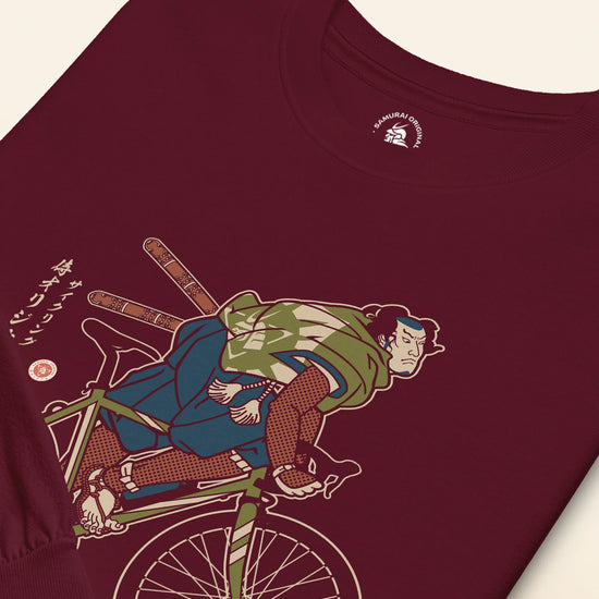 Samurai Bicycle Race Sport Ukiyo-e Unisex Long Sleeve Tee - Samurai Original