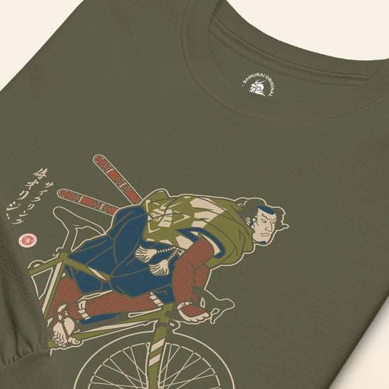 Samurai Bicycle Race Sport Ukiyo-e Unisex Long Sleeve Tee - Samurai Original