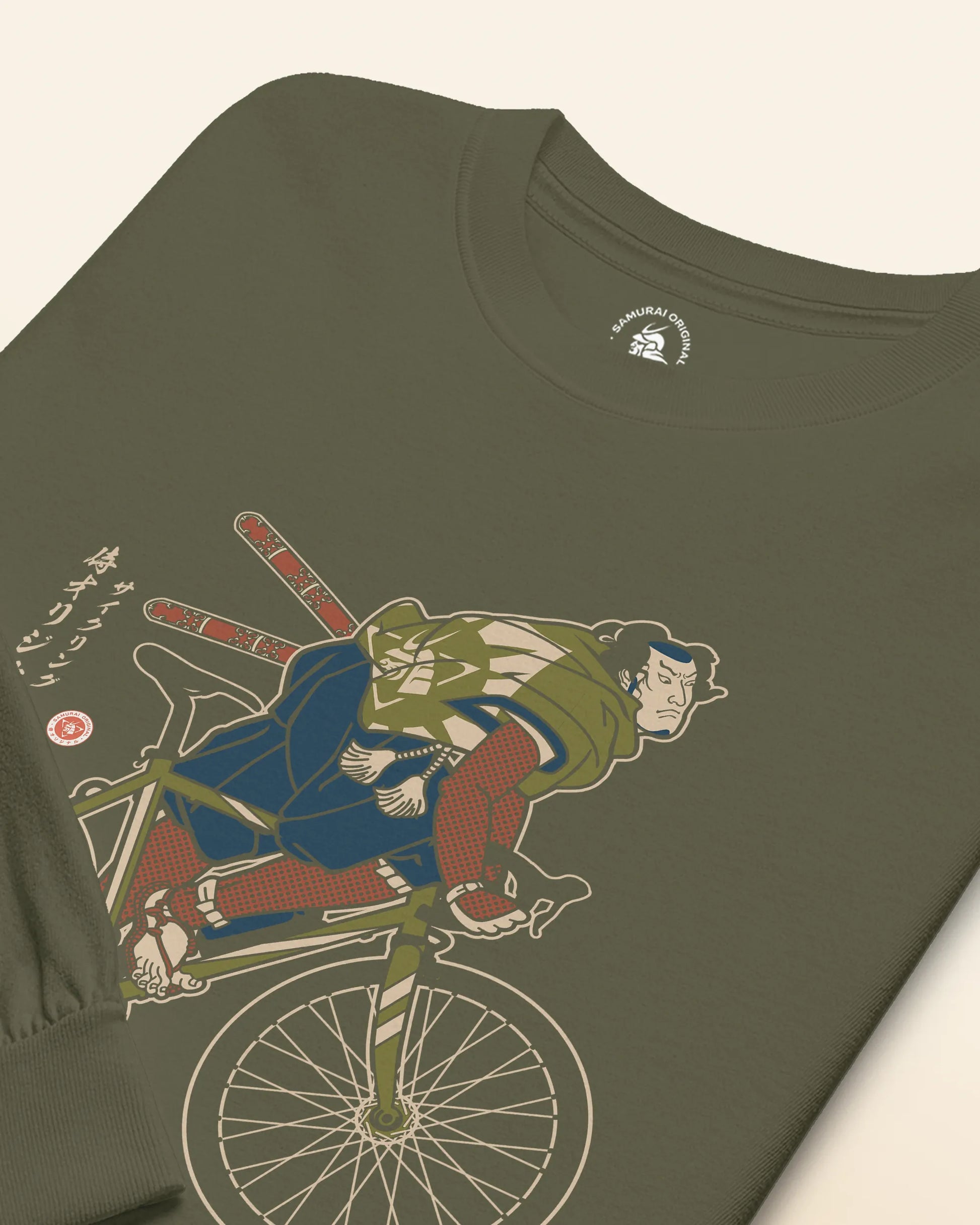 Samurai Bicycle Race Sport Ukiyo-e Unisex Long Sleeve Tee - Samurai Original