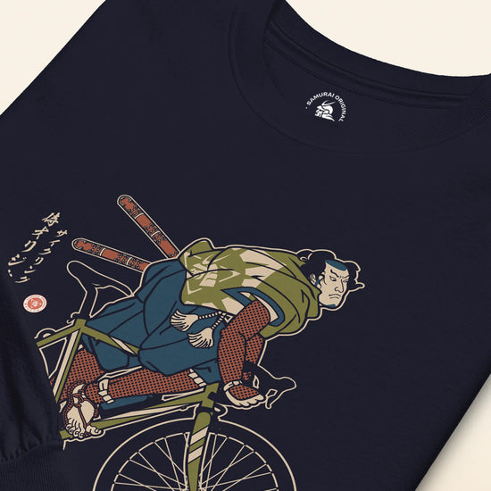 Samurai Bicycle Race Sport Ukiyo-e Unisex Long Sleeve Tee - Samurai Original