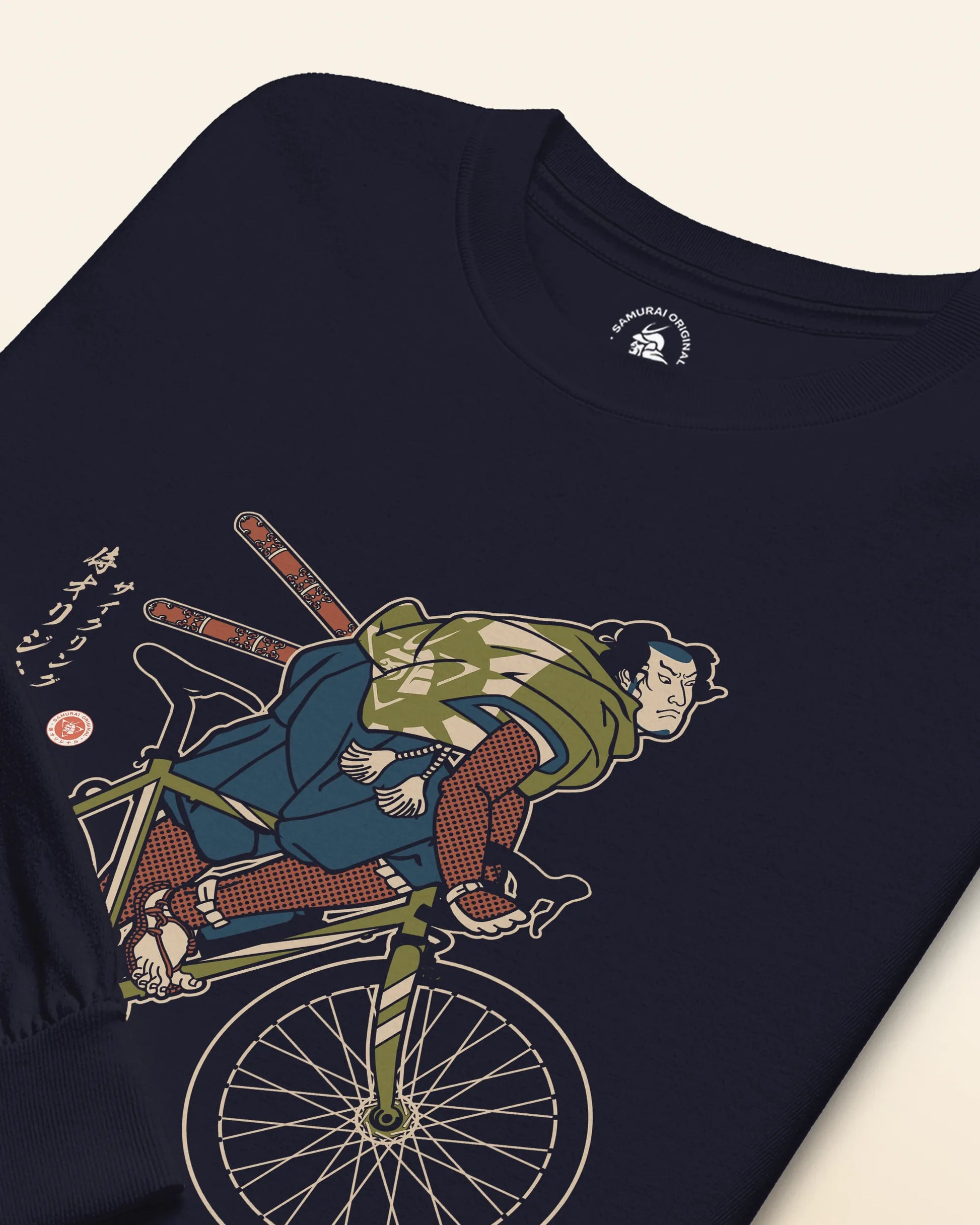 Samurai Bicycle Race Sport Ukiyo-e Unisex Long Sleeve Tee - Samurai Original