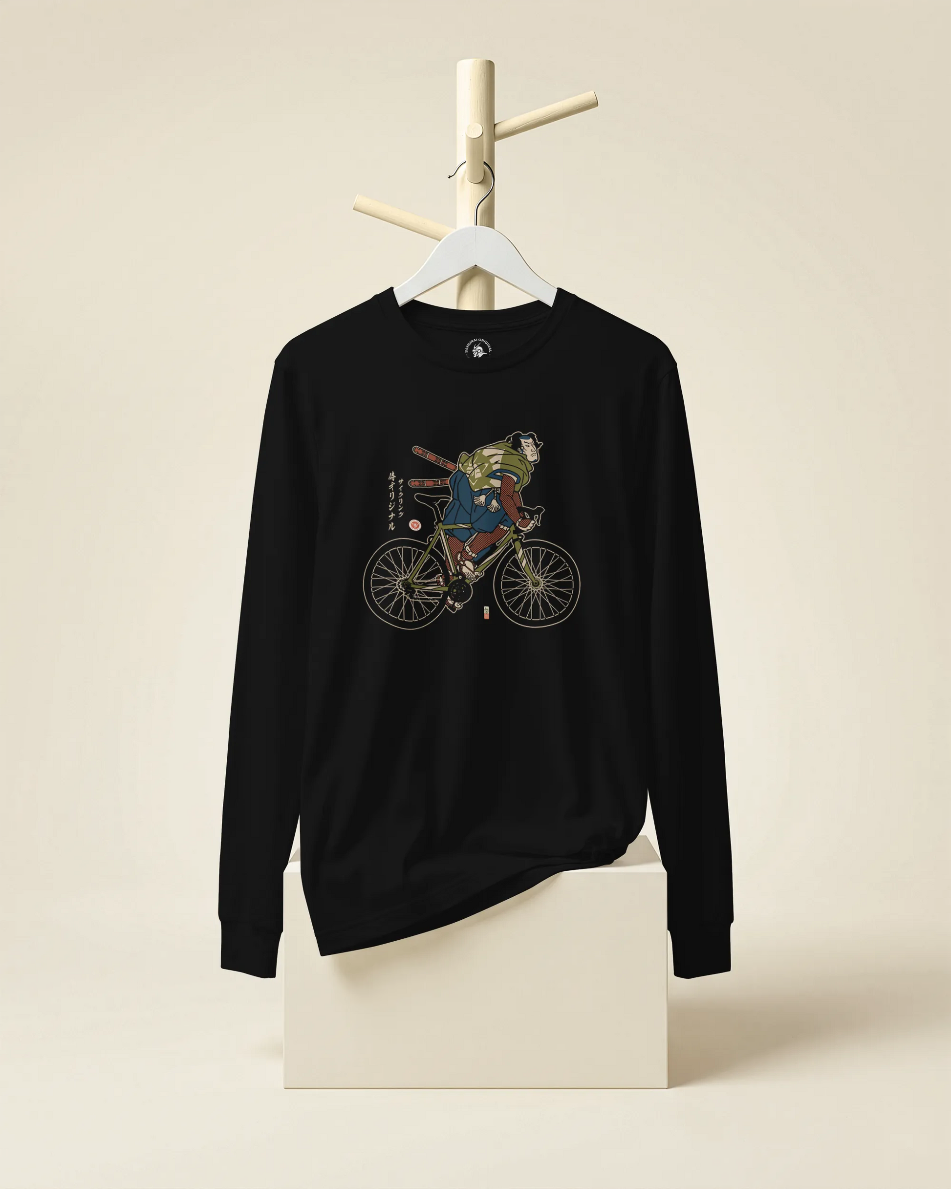 Samurai Bicycle Race Sport Ukiyo-e Unisex Long Sleeve Tee - Samurai Original