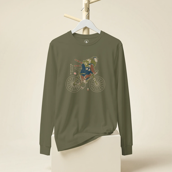 Samurai Bicycle Race Sport Ukiyo-e Unisex Long Sleeve Tee - Samurai Original