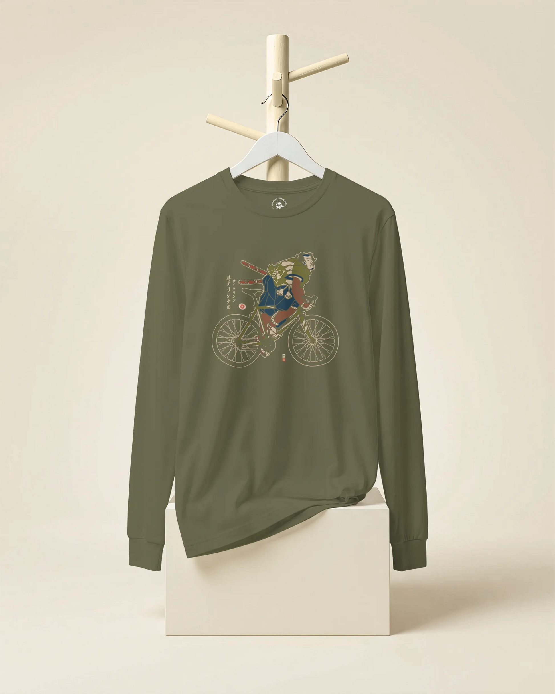 Samurai Bicycle Race Sport Ukiyo-e Unisex Long Sleeve Tee - Samurai Original