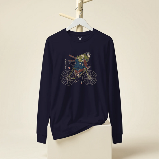 Samurai Bicycle Race Sport Ukiyo-e Unisex Long Sleeve Tee - Samurai Original