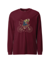 Samurai Bicycle Race Sport Ukiyo-e Unisex Long Sleeve Tee Maroon - Samurai Original