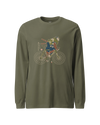 Samurai Bicycle Race Sport Ukiyo-e Unisex Long Sleeve Tee Military Green - Samurai Original