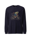 Samurai Bicycle Race Sport Ukiyo-e Unisex Long Sleeve Tee Navy - Samurai Original