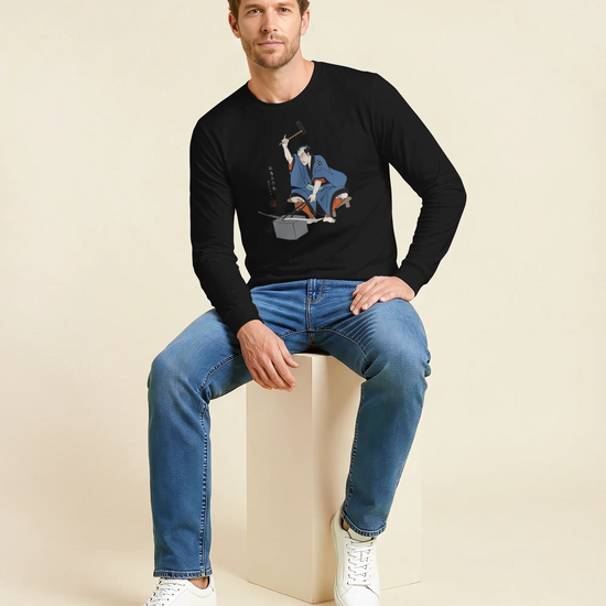 Samurai Blacksmith Swords Japanese Ukiyo-e Unisex Long Sleeve Tee - Samurai Original