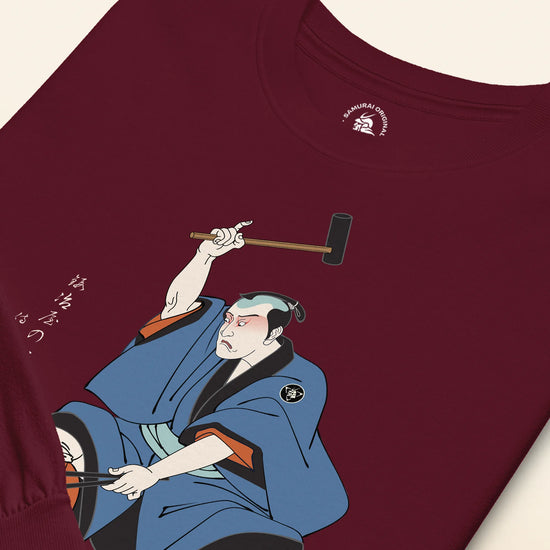 Samurai Blacksmith Swords Japanese Ukiyo-e Unisex Long Sleeve Tee - Samurai Original