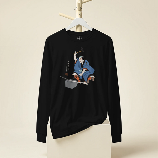 Samurai Blacksmith Swords Japanese Ukiyo-e Unisex Long Sleeve Tee - Samurai Original
