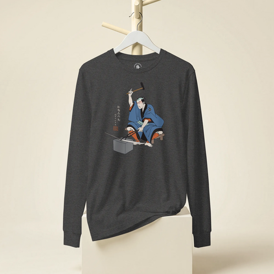 Samurai Blacksmith Swords Japanese Ukiyo-e Unisex Long Sleeve Tee - Samurai Original